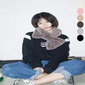 여성 귀여운 겨울 왕리본 넥워머 목도리 퍼 머플러 귀마개 마스크 목도리