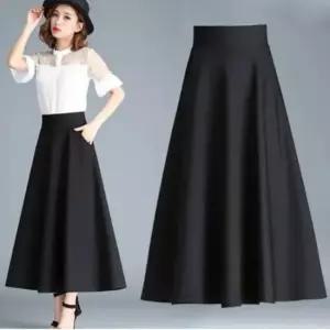 [옷은날개] A라인 롱스커트 밴딩스커트 올블랙 스커트