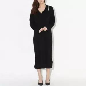 데일리 원피스 니트 배색원피스 긴팔 일자 카라 카라