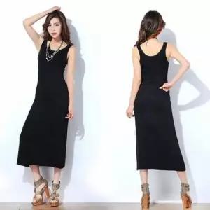 심플 나시 기본 라운드 라운드원피스 면 무지 무지원