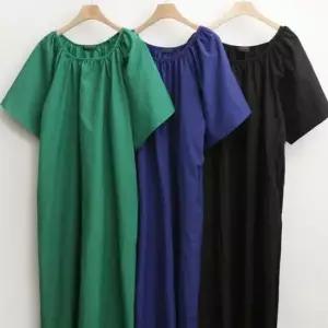 퍼프 307P632S 여성큰옷 의류 셔링 바스락 원피스 빅