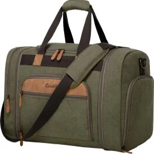 여행용 캔버스 더플백 50L 확장형 남성 여성 위켄더용 오버나이트백 신발 수납공간 포함 - 아미 그린
