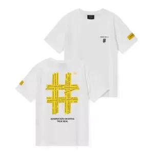 빈트릴 BEENTRILL 우먼즈 옐로우 테이핑 해시태그 티셔츠 BA252TS501 1133195