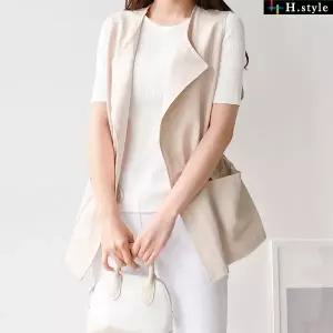에이치스타일 H스타일 OT린넨숏베스트/여름/자켓/점퍼/JK/린넨/마/빅사이즈/코트/트렌치/사파리/빅 1179897