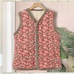 CWTV2417 꽃무늬 털 누빔조끼 할머니 촌캉스룩 레트로 김장조끼 1184041