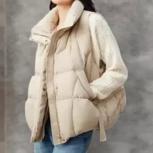 다잇템 여성 폴라넥 베스트 중간 패딩 구스다운 1184021