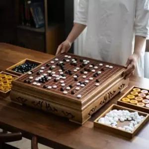 고급 바둑판 원목 기원 테이블게임 바둑알 오목 장기 세트 휴대용 대나무