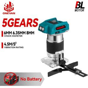 ONEVAN 1600W 무브러쉬 전동 트리머 5단 변속 무선 핸드헬드 목공 조각 라우터 마키타 배터리 핀 호환