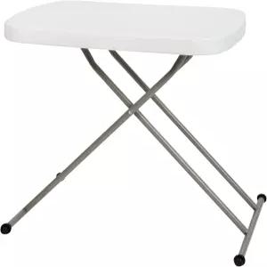 플래시 가구 엘론 접이식 테이블 - 화강암 흰색 높이 조절 가능 26인치 TV 트레이 상용 등급 노트북