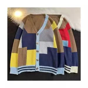 남성용 브이넥 니트 봄가을 카디건 스웨터 빈티지 트렌디 커플 KS3