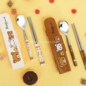 리락쿠마 뉴슬림 해피 수저 젓가락 케이스 세트