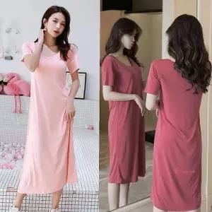 브라캡반팔 잠옷 노와이어 노브라 홈웨어 원피스klm578