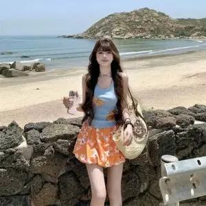 수피 여자 스커트 빈티지 여름 볼륨 수영 노브라 수영복 비치웨어 바캉스룩 꽃무늬 하이웨스트 JEN2