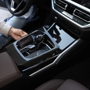 BMW 3 4 시리즈 G20 2020-2023용 LHD 카본 파이버 자동차 센터 콘솔 기어 시프트 패널 프레임 커버 트림 액