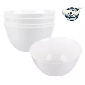 [콩심팥심]심플한 도자기 우동기 4개 화이트 주방용 그릇