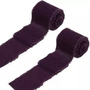 uxcell 2 롤 벨벳 리본 3인치 x 3야드 수제 실크 프린지 프레이드 날 가장자리 꽃다발 포장 결혼식 장식