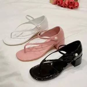 인기상품 진주 앵클 스트랩 쪼리 미들힐 여름 샌들 여성 코디 [WFK369H_260405]