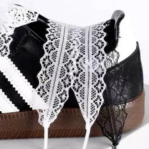 고무줄신발끈 1세트 블랙 화이트 신발 끈 Accessorices 레이스 플랫 운동화 여성 캐주얼