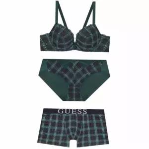 [매장정품] 게스언더웨어 홀리데이 글렌체크 와이어 커플속옷세트DWBRB11CC