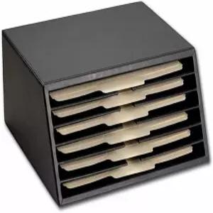 다카소 블랙 가죽 6 트레이 파일 분류기