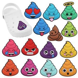 14pc 의자 표현 신발 버클 액세서리  재미 있은 배설물 PVC 매력 나막신 핀 장식 남여 멋진 선물