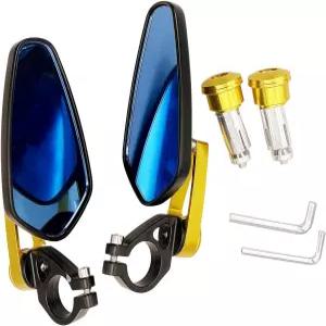 XSANMOTO 골든 7/8인치 모터사이클 바 엔드 미러 혼다 야마하 가와사키 두카티 스즈키 할리 카페 레이서