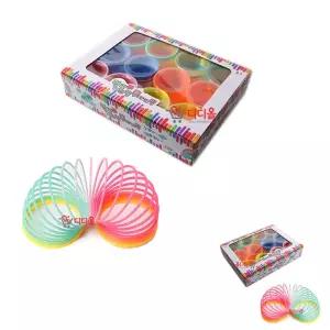 제이커 12개입 컬러링 레인보우 무지개링 형광 유치원선물 스프링장난감 파스텔 어린이집 매직칼라링