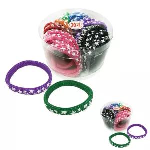 코사지통 컬러 헤어밴드 30P 납작 스타 머리끈 고무줄