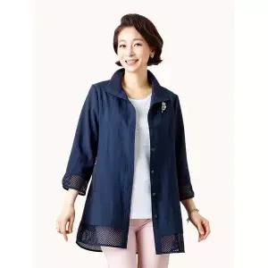 [하프클럽/마담엘레강스]써니 매쉬 배색 재킷 K191JK04