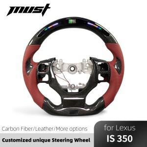 렉서스 IS 시리즈 IS250 2013-2022 맞춤형 열선 스티어링 휠 카본 파이버 인테리어 신형 LED 디스플레이