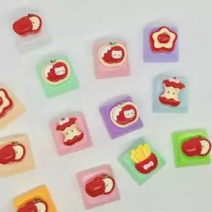 ( )C39 사과 KT 고양이 클리어 키캡 키캡꾸미기 키보드 LED 키링 클릭커 ASMR