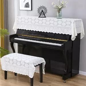 피아노 커버 레이스 먼지 의자 피아노 덮개 보호 인테리어 꽃무늬 패브릭 오염 방지 장식 악기
