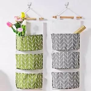 [문구/오피스] 정리함 벽걸이 그레이 패브릭 원목 수납용 배치 정리박스 주방 공간 소품