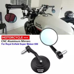 로얄 엔필드 슈퍼 유성 650 CNC 알루미늄 오토바이 바 엔드 미러 범용 백미러 7/8 인치 22mm 액세서리