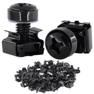 60팩 M6 x 20mm 서버 랙 나사 컴퓨터 마운트 케이지 너트 및 사각 오디오 콘솔 장착 라우터 선반 인클로저