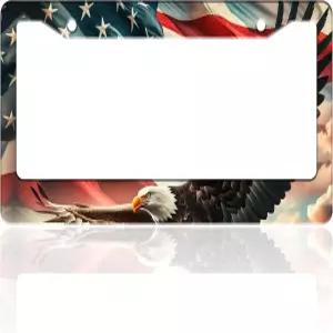 아메리칸 플래그 이글 번호판 프레임 앞뒤 차량용 패트리엇 스테인리스 스틸 홀더 여성용 나사 6.3 X