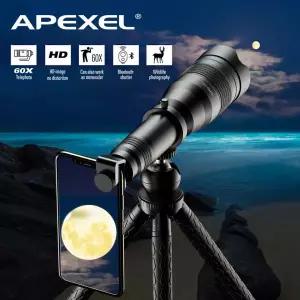 필드스코프 망원경 APEXEL 60X 단안 36X 28X 장거리 HD 줌 모바일 망원 렌즈 휸대폰 스포팅 스코프