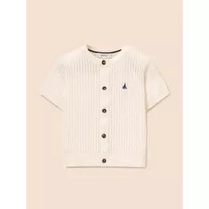 [BEANPOLE KIDS] [솔솔니트] 반소매 면 크로쉐 라운드 카디건  아이보리 (BI645AU010)