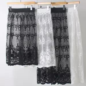 시스루 이너 스커트B/속치마 롱 레이스 레이어드  a라인 프릴 자수 시스루