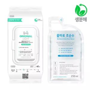 물따로 생분해 신생아물티슈 오리지날 라이트 캡형 (40매/12set)