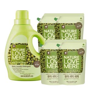 네이쳐러브메레 녹두 세제 용기 리필 1+4 세트 아기세제