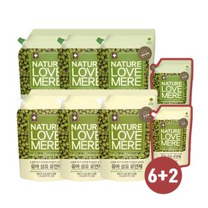 네이쳐러브메레 녹두 세제 유연제 리필 6팩+2팩 세트