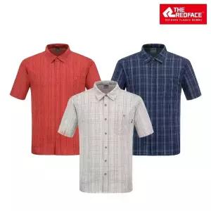 [레드페이스 본사] 남성 리치 쿨 체크 하프 셔츠 REWMWSM21010