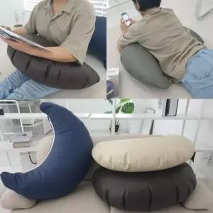 미용실 카페 반달모양 무릎 배꼽 쿠션 1p 거실 쇼파 캠핑 등받이 스마트폰 가죽 베개