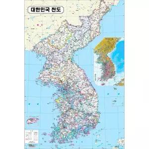 대한민국 하드코팅 지도 대형 68x100cm 학습용 우리나라 고화질 지도 보기