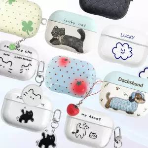 영스피플 에어팟 케이스 1 2 3 세대 프로2 귀여운 투명 실리콘 가죽 털 파우치 커플 특이한 젤리 레진 커버 곰돌이 하드 커플 인형 레진 리본 토끼 락 범퍼 잠금 톤프리 무선 블루투스 이어폰 파우치 주머니 보관함