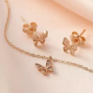 [신세계라이브쇼핑][비앤비골드] 14K 버터플라이 큐빅 주얼리세트 NPS29288