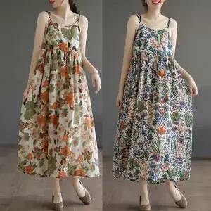 썸머 바캉스 무드 패턴 민소매 원피스 여름 비치원피스 뷔스티에 빅사이즈 나시 해변 루즈핏 비치