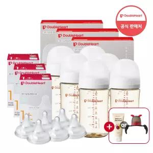 더블하트 모유실감 베이직&모먼트 240ml 트윈트리플세트 (젖병6+젖꼭지6)