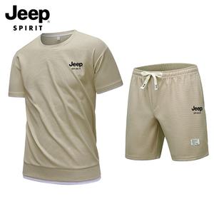JEEP SPIRIT 남성 시원한 반팔세트 여름 얇은 캐주얼 트레이닝 투피스